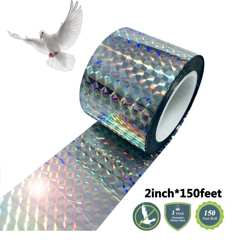 1''x165Ft Holographic Bird Deterrent Reflective Scare Tape Ribbon Outdoor to Keep birds away