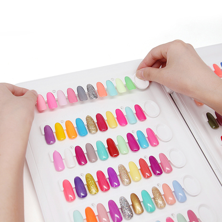 Upgraded Nail Color Display Book No Need Glue to Paste Professional Nail Polish Color Chart for Nail Technician Use