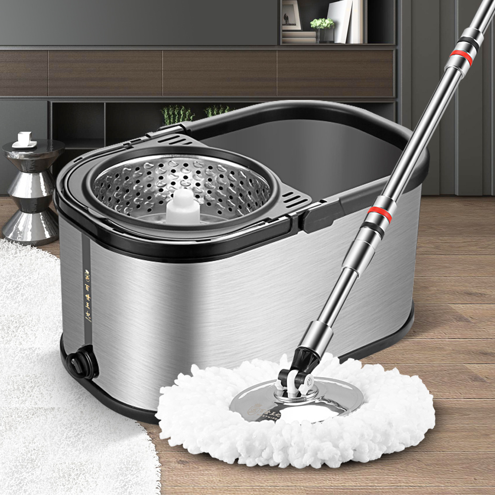 spin 360 magic mop with stainless steel bucket and wheel