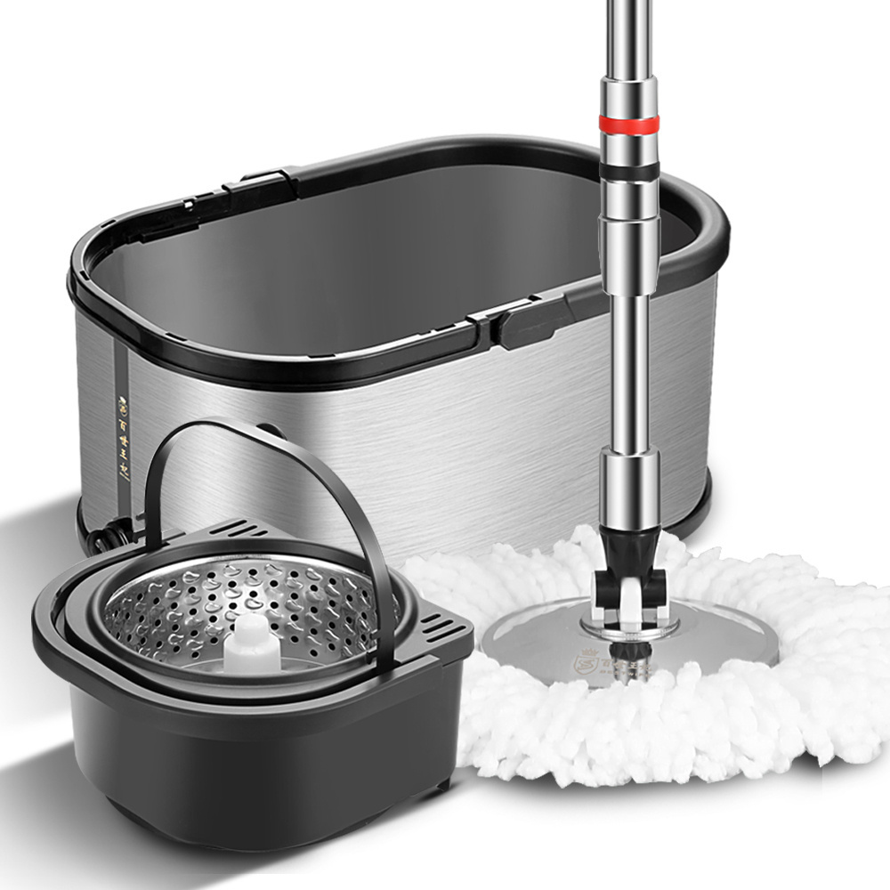 spin 360 magic mop with stainless steel bucket and wheel