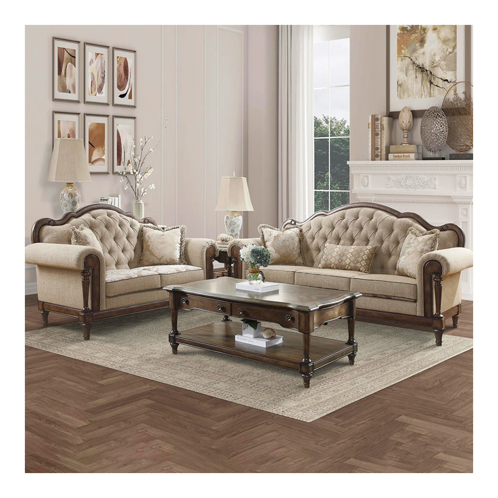 American country style solid wood fabric sofa single, double or three-seat retro luxury zipper new furniture living room sofa