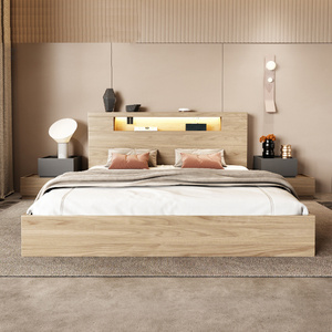 Nordic double bed 1.8 meters modern minimalist Japanese-style tatami master bedroom floor-to-ceiling storage bed bed frame