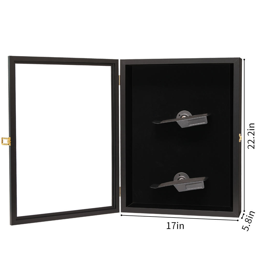 Custom lockable acrylic black solid wood shoes display case shoe storage sneaker display case anti-UV sneaker display case