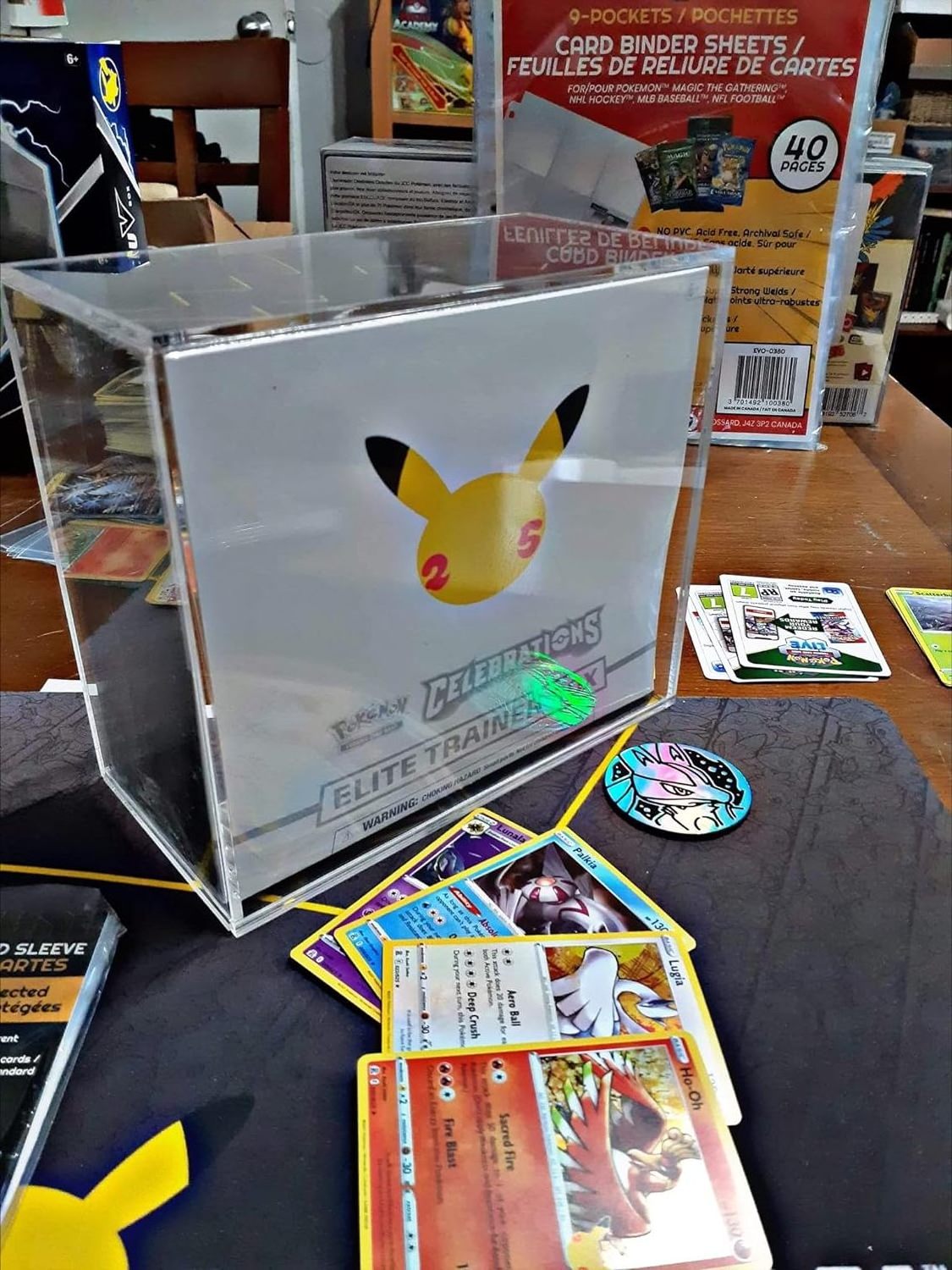 Acrylic box custom clear plexiglass acrylic display 5side box with lid/sliding lid Poke Pokemon Card Booster display box case