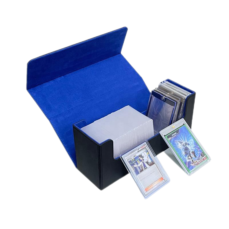 Custom Flap Storage Outdoor Trading Yugioh Tarot Playing Holder Pu Leather Deck Cards Collection Box With Magnet