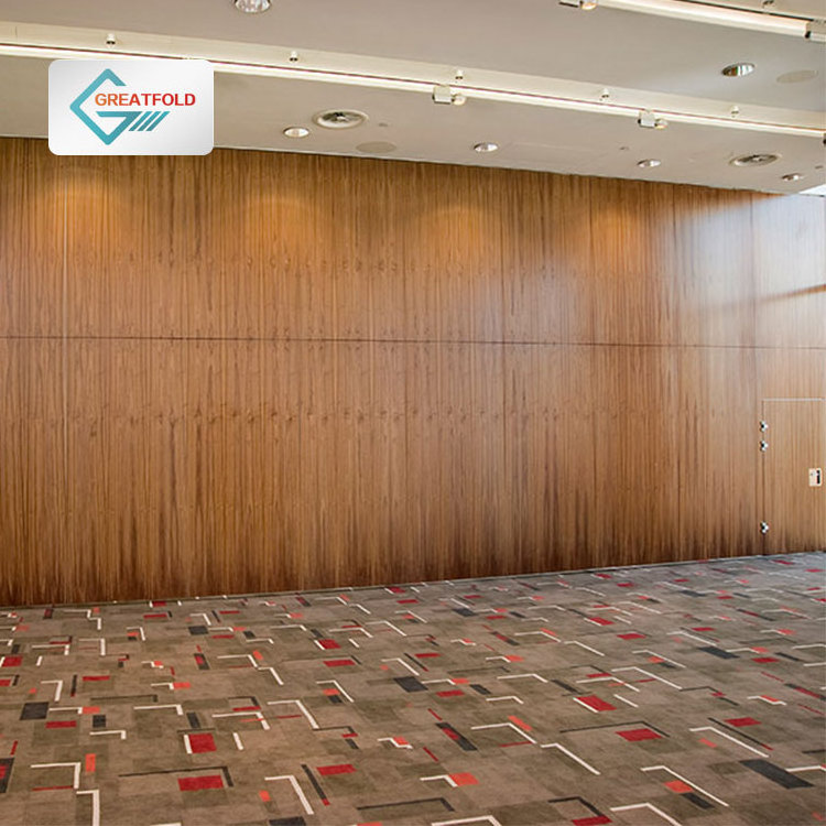 Hotel Hall Wood Grain Design Sliding Movable Operable Wall Soundproof Banquet Hall Mobile Partition Walls With Pass Door