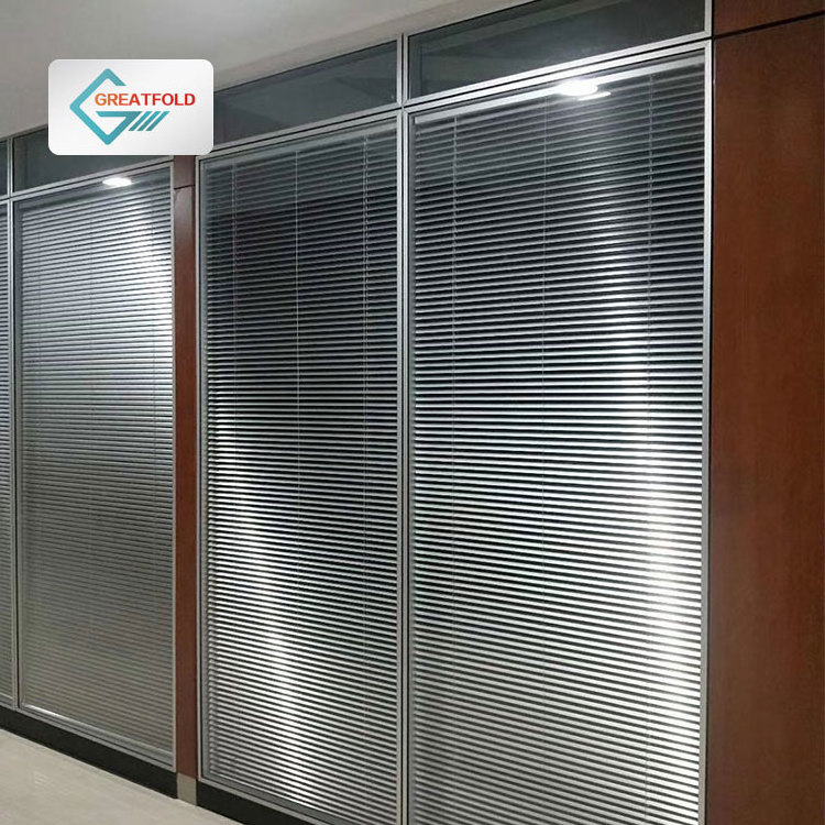 double glazing wood and glass partition wall Europe Style office separation wall Aluminum Frame Clear Glass Partition Wall