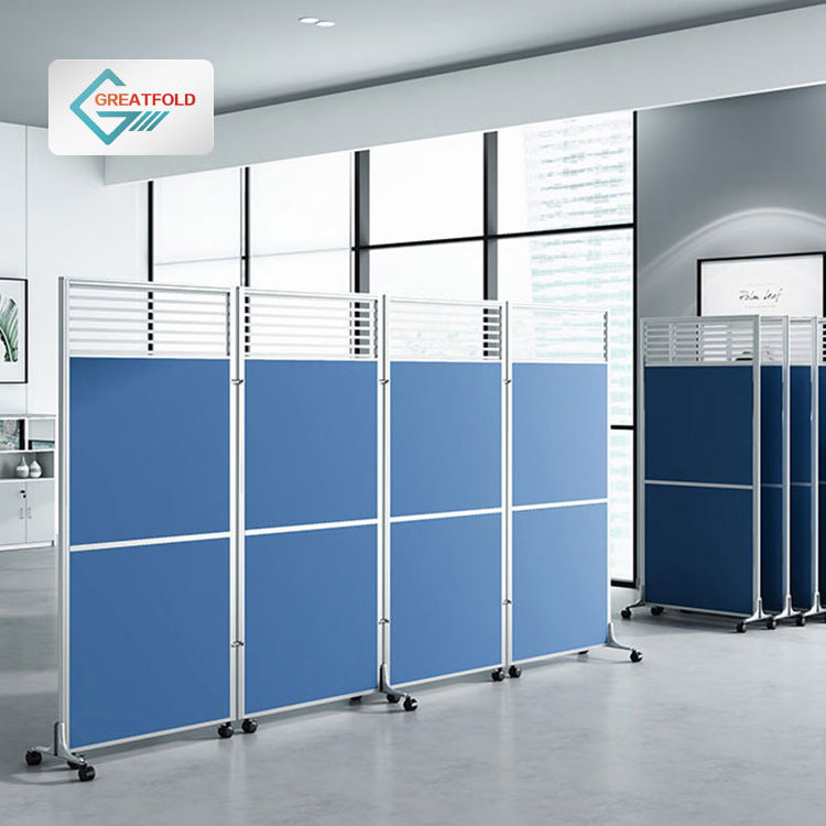 4 Panels Portable Room divider Privacy Screen Folding  Room Divider Office Partition On Wheels