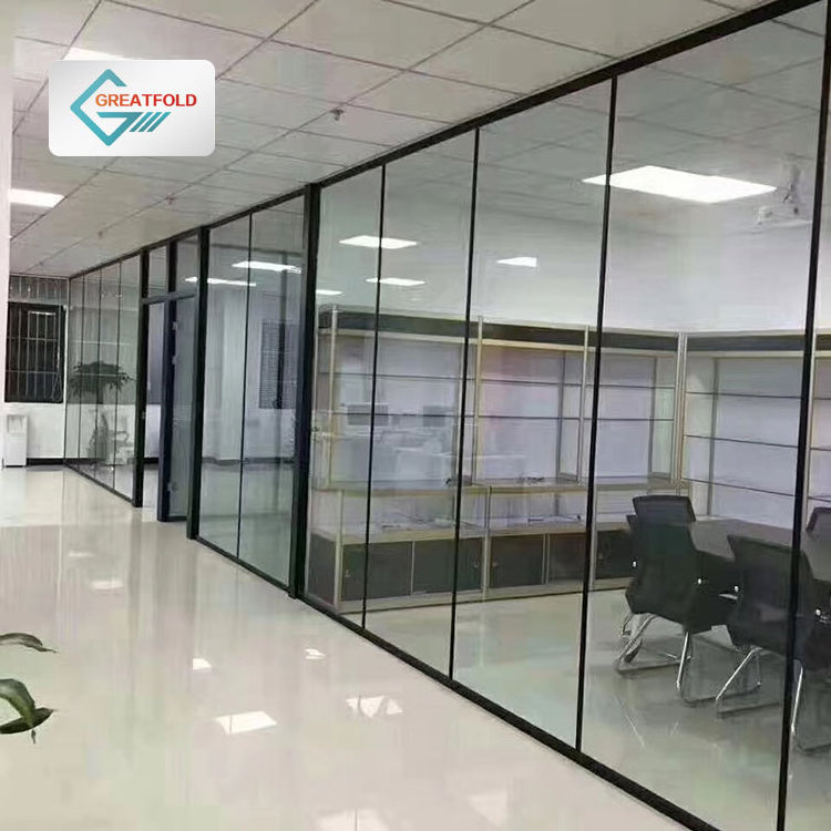 Office Aluminium Profile Modular Glass Partition Interior Soundproof Tempered Glass Aluminum single glass partition for office