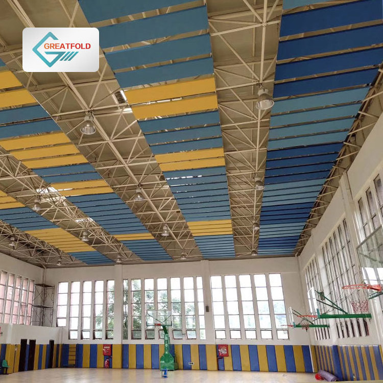 gymnasium aluminum frame ceiling hung acoustic panel sound absorbing fabric wrapped sound-absorbing acoustic panel