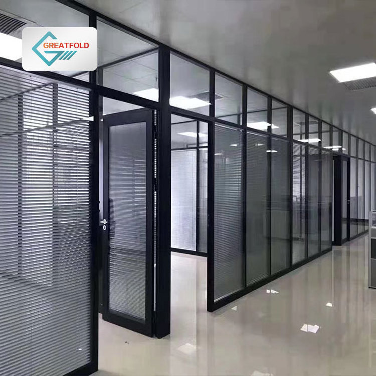 Foshan Manufacturer Glass Partition Wall Double Glaze Aluminum Modular Office Double Glass Partition Wall for Meeting Room