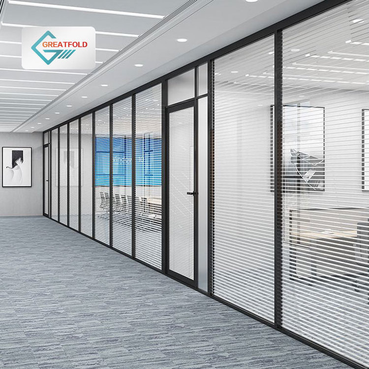 Modern Design Tempered Glazed Floor To Ceiling Aluminium Glass Partition Soundproof Office Glass Wall Partition for Office