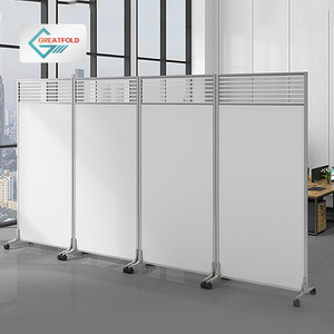 4 Panels Portable Room divider Privacy Screen Folding  Room Divider Office Partition On Wheels