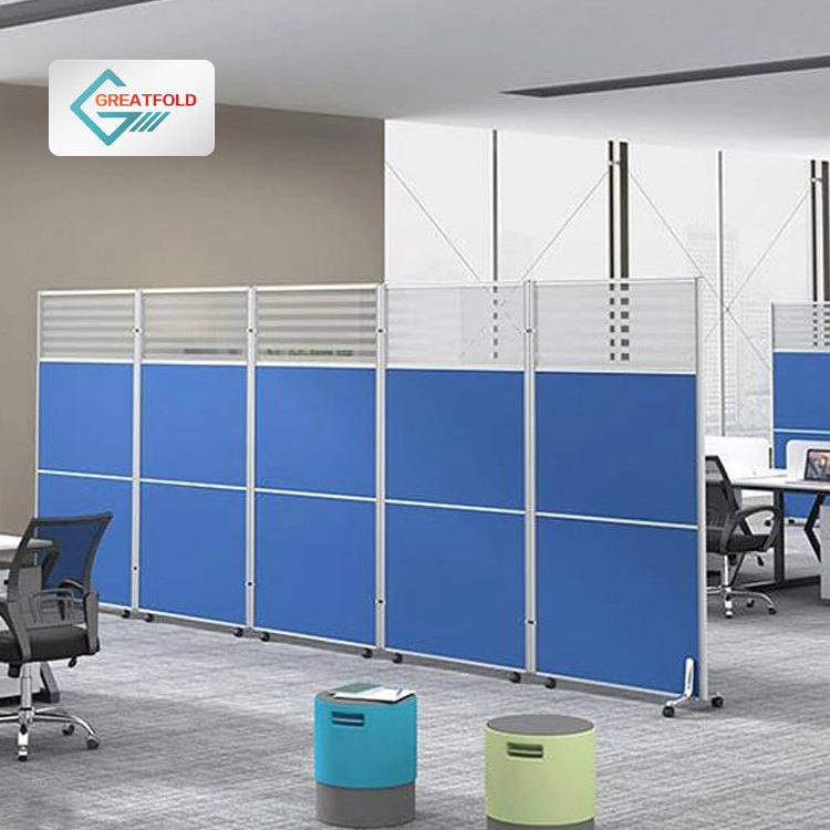 4 Panels Portable Room divider Privacy Screen Folding  Room Divider Office Partition On Wheels