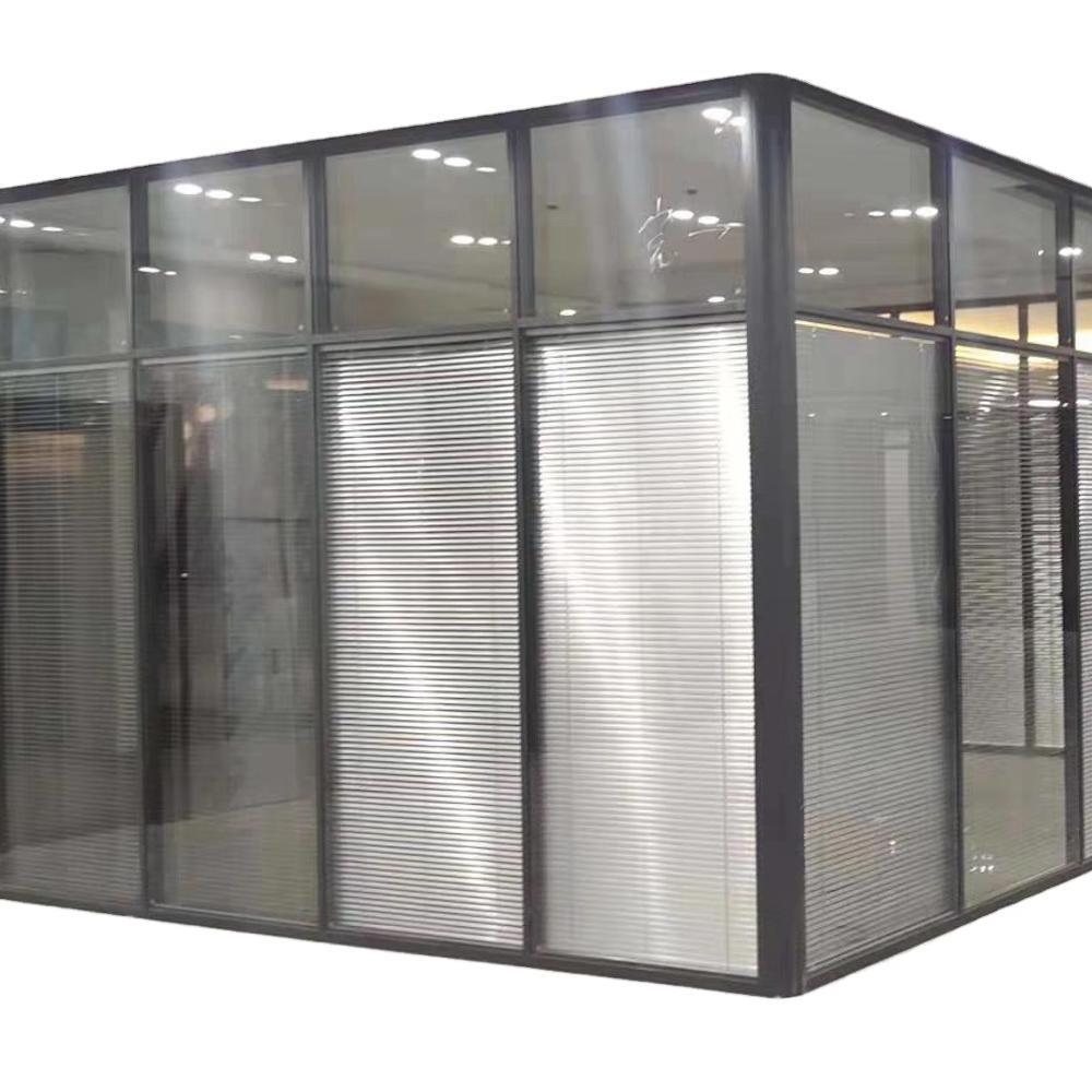 Foshan Manufacturer Glass Partition Wall Double Glaze Aluminum Modular Office Double Glass Partition Wall for Meeting Room