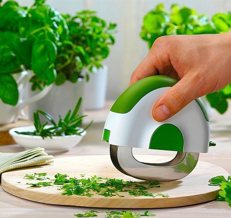 Salad Chopper Herb Slicer Knife With Double Chopping Blade