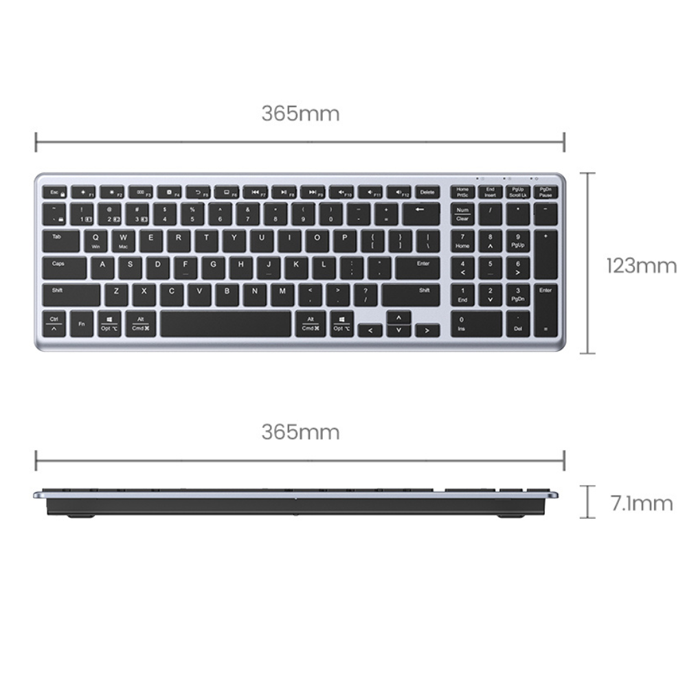 Ultra Thin Blue-tooth Wireless Keyboard, Multi-Pairing,  Rechargeable Silent Keyboard, Compatible with Android and Windows