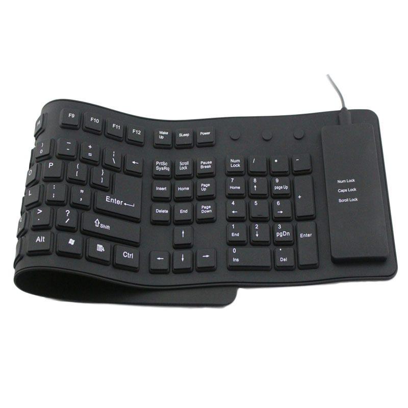 US layout 109 Keys soft  laptop keyboards USB wired keyboards USB Flexible silicone soft foldable keyboard