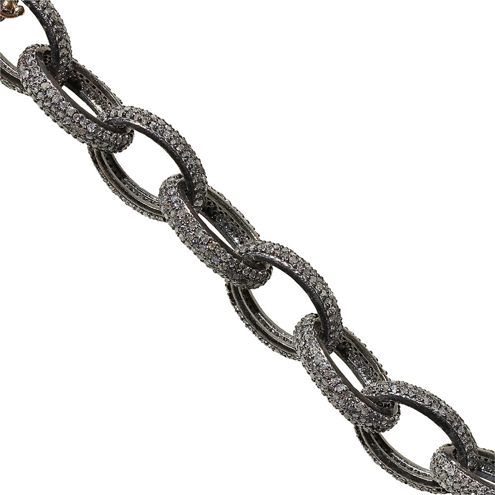 31.13 Ct Pave Diamond Heavy Chain 925 Sterling Silver Unique Jewelry Silver Diamond Chain Necklace Fine Jewelry Manufacturer