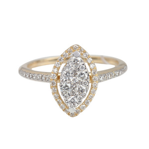 Natural Pave Diamond 14k Solid Yellow Gold Marquise Shape Design Ring For Engagement Wedding Gift Fine Jewelry Manufacturer