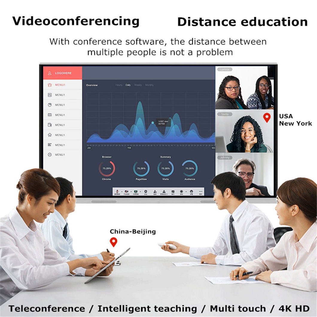 School Portable LCD Interactive Smart Board 86 Inch For Classroom Supporting Touch Screen