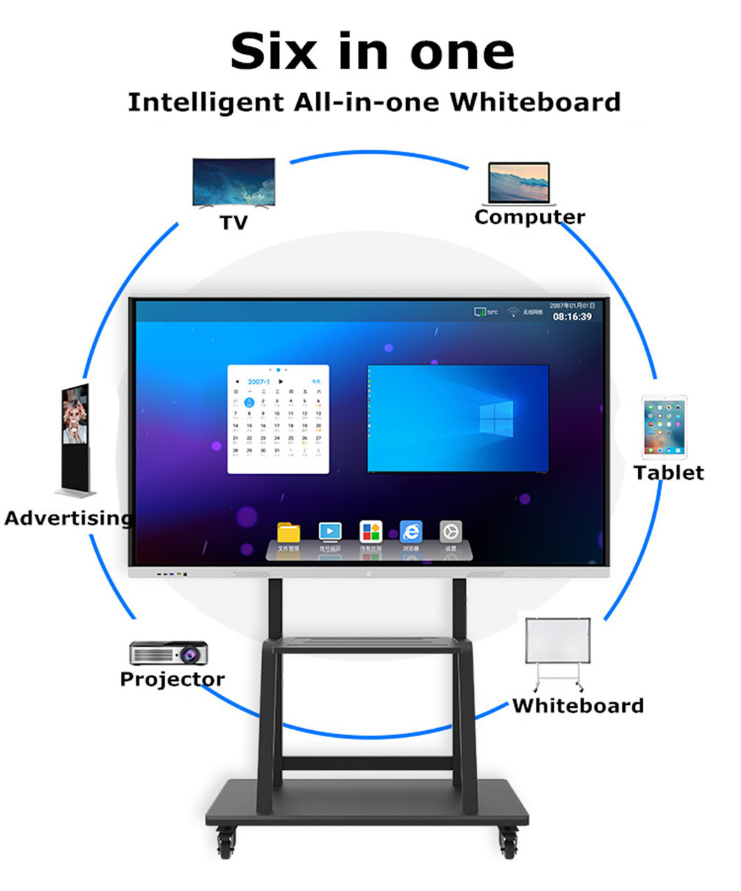 School Portable LCD Interactive Smart Board 86 Inch For Classroom Supporting Touch Screen