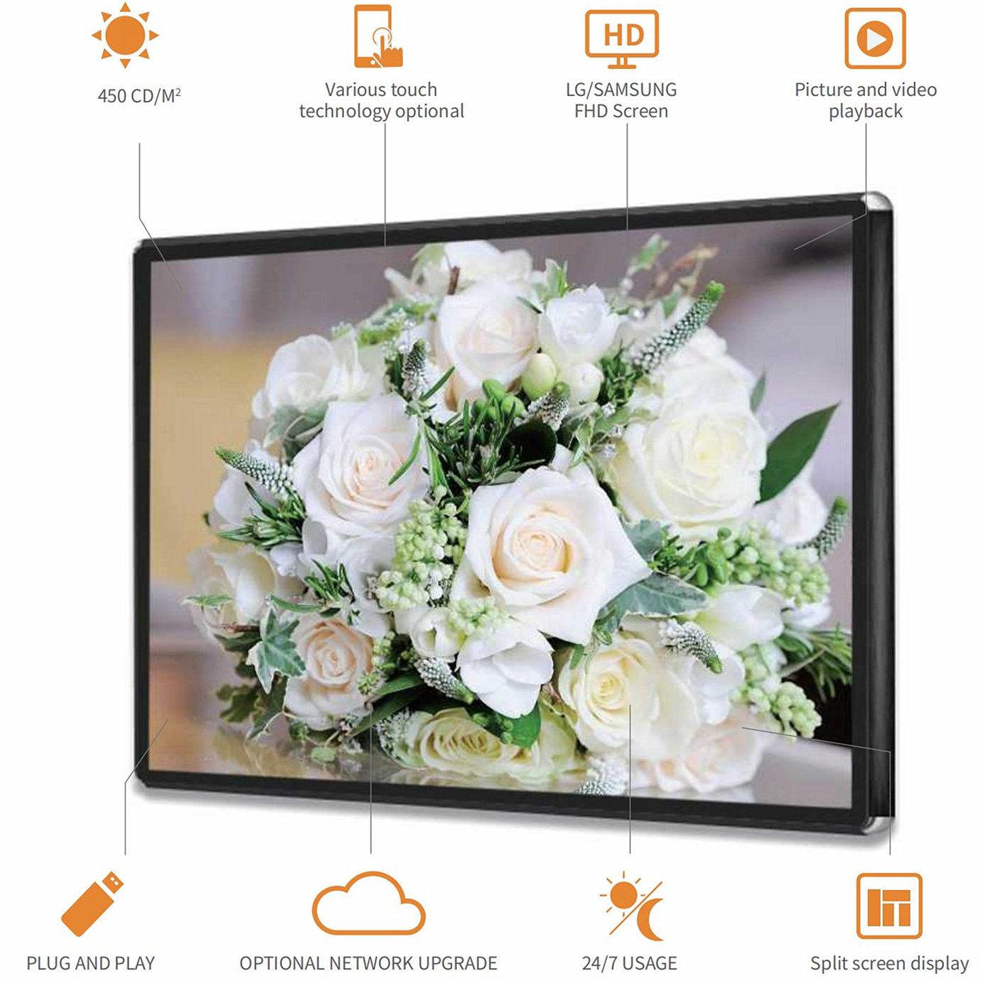 LCD Indoor Hanging Advertising Player Hot Sale Wall Mount LCD Digital Signage Advertising Display 32 43 49 55 65 75 Inch CMS SDK