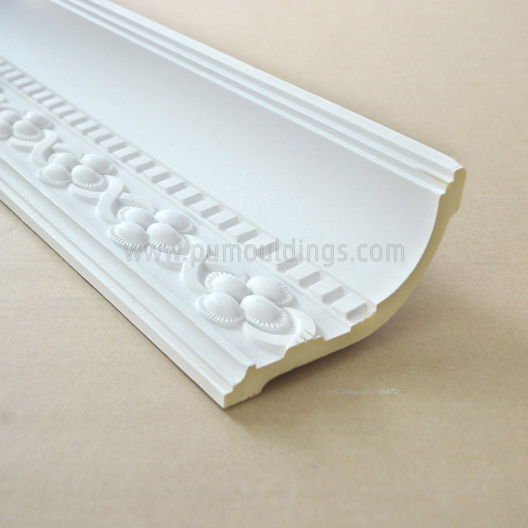 81112 136mm Pop Pu Foam Carved Moisture-Proof Architectural Ceiling Crown Molding For Home Decor