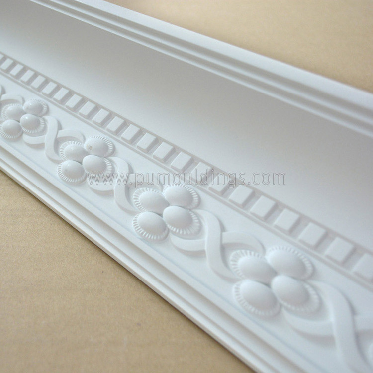 81112 136mm Pop Pu Foam Carved Moisture-Proof Architectural Ceiling Crown Molding For Home Decor