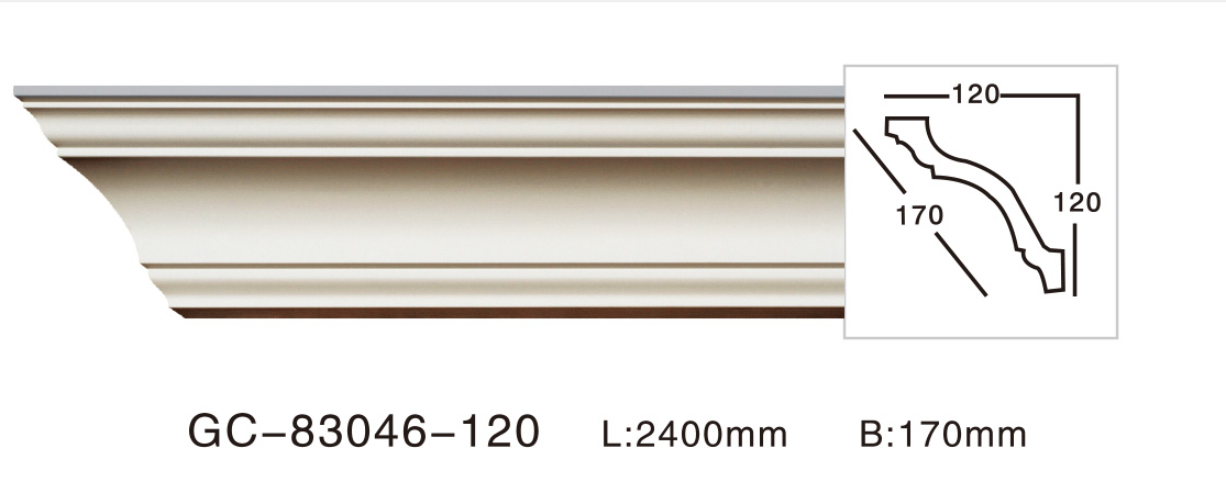 Lightweight waterproof wave classic Polyurethane Wall Ceiling Cornice Mouldings For Home Decoration crown molding