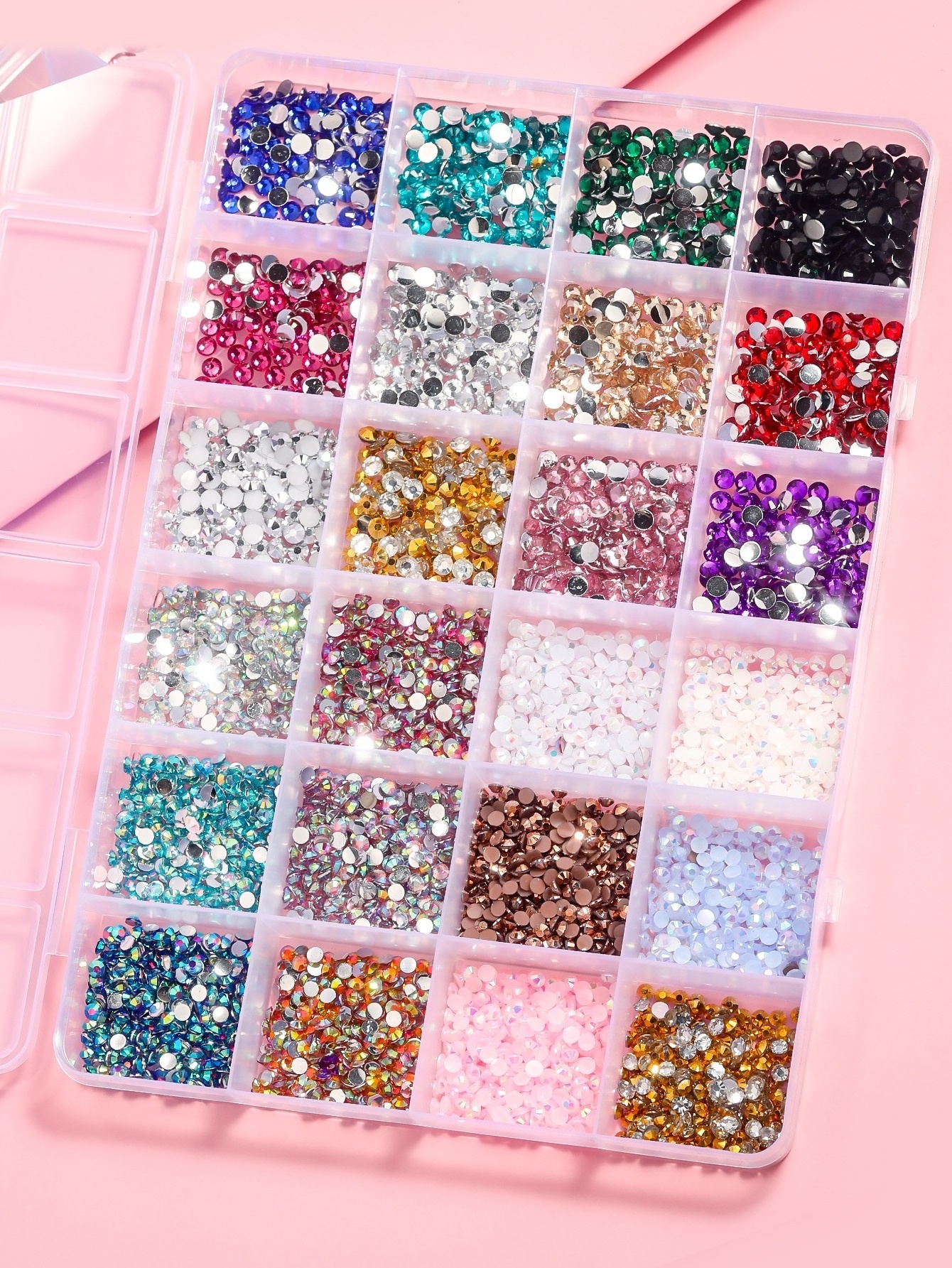 Shiny 3d Flat Diamond Glitter AB Crystal Accessories for Nails Gem DIY Diamonds Stone Shaped in Box Nail Art Rhinestone Set