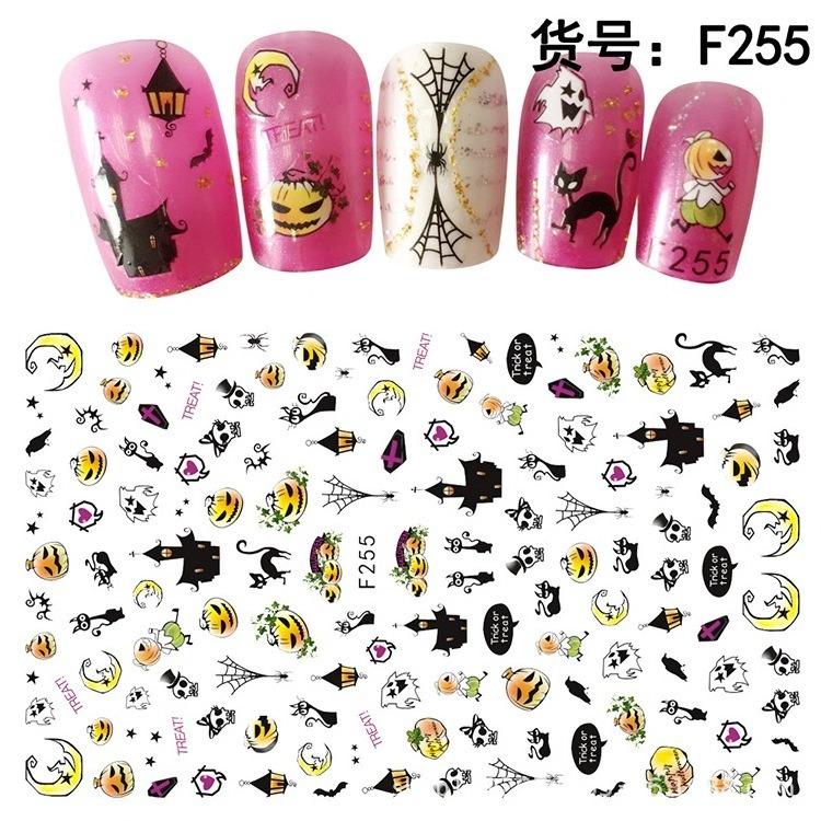 Include Pumpkin/bat/ghost/witch Decals Self-adhesive DIY Nail Sticker Decals 3D Design 1500+ Patterns Party Plastic Fashionable