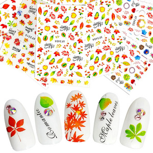 New Autumn Sticker Leaves Sunflower Halloween Maple Leaf Glue Nail Stickers