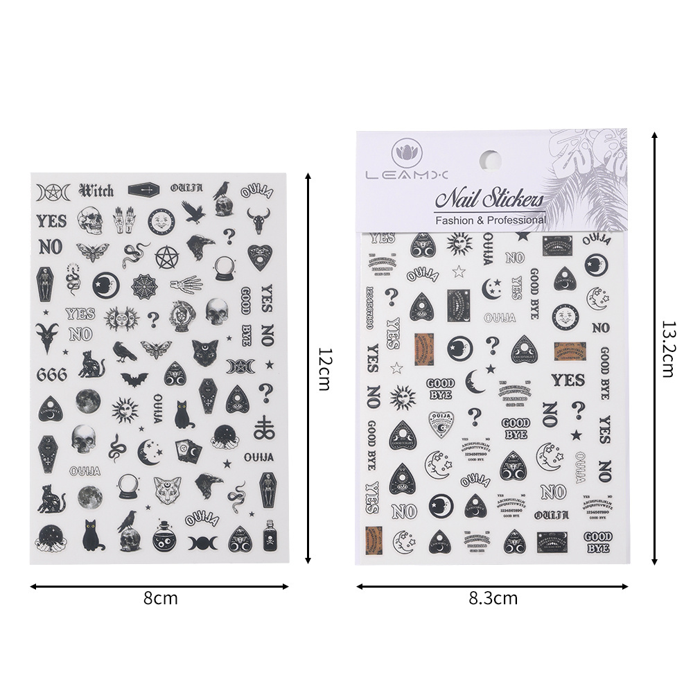 New Halloween Wholesale Skeleton Ghost Witch Spider Bat Pumpkin Nail Stickers