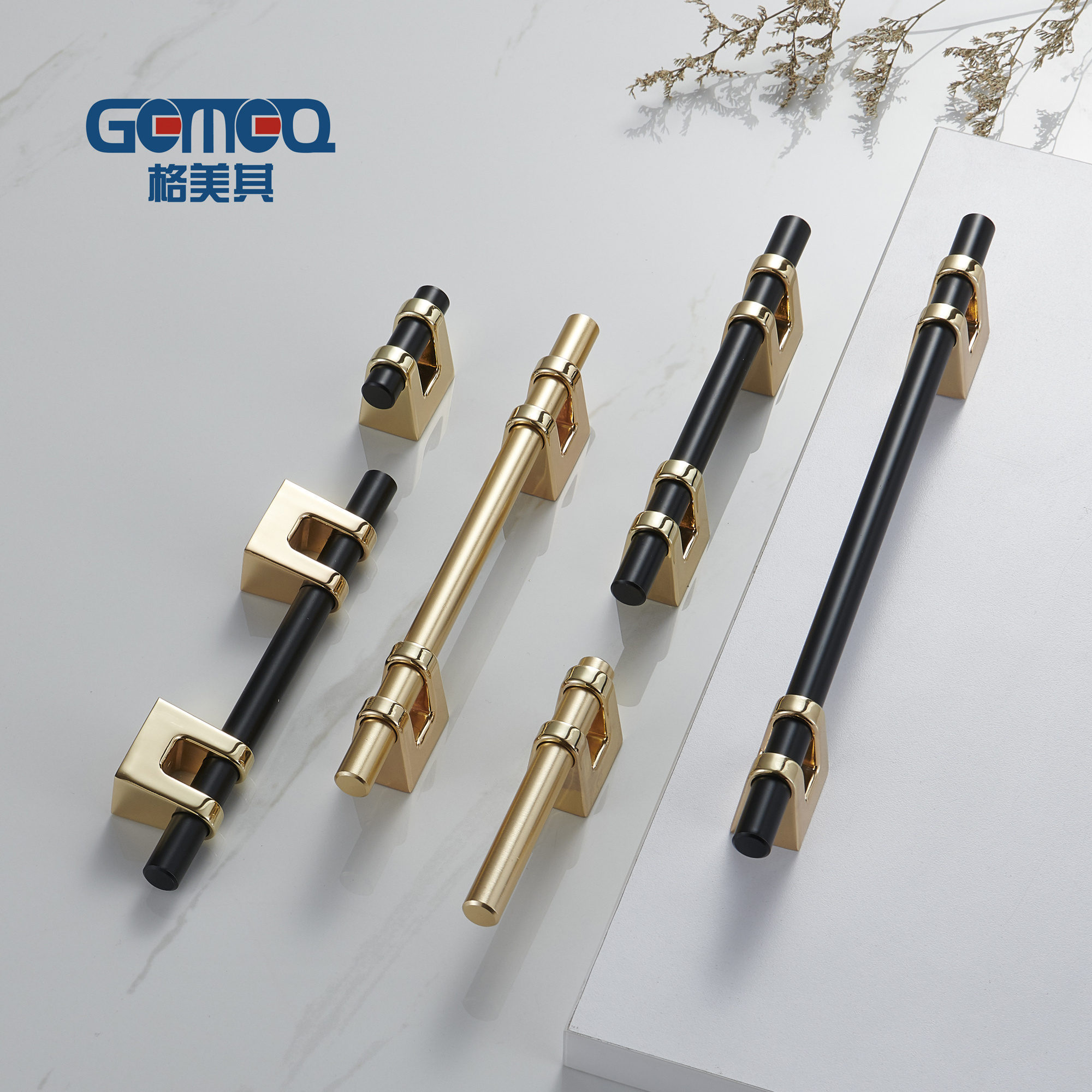 Unique Design Zinc Profile Handles Gold Black Home Office Zinc Alloy Door Cabinet Handle