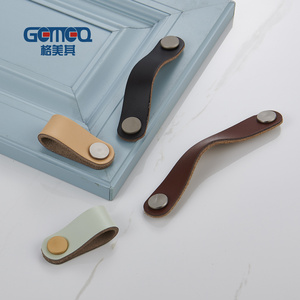 Genuine Leather Handle Furniture Accessories Furniture Leather Door Pull Handles Cabinet Wardrobe