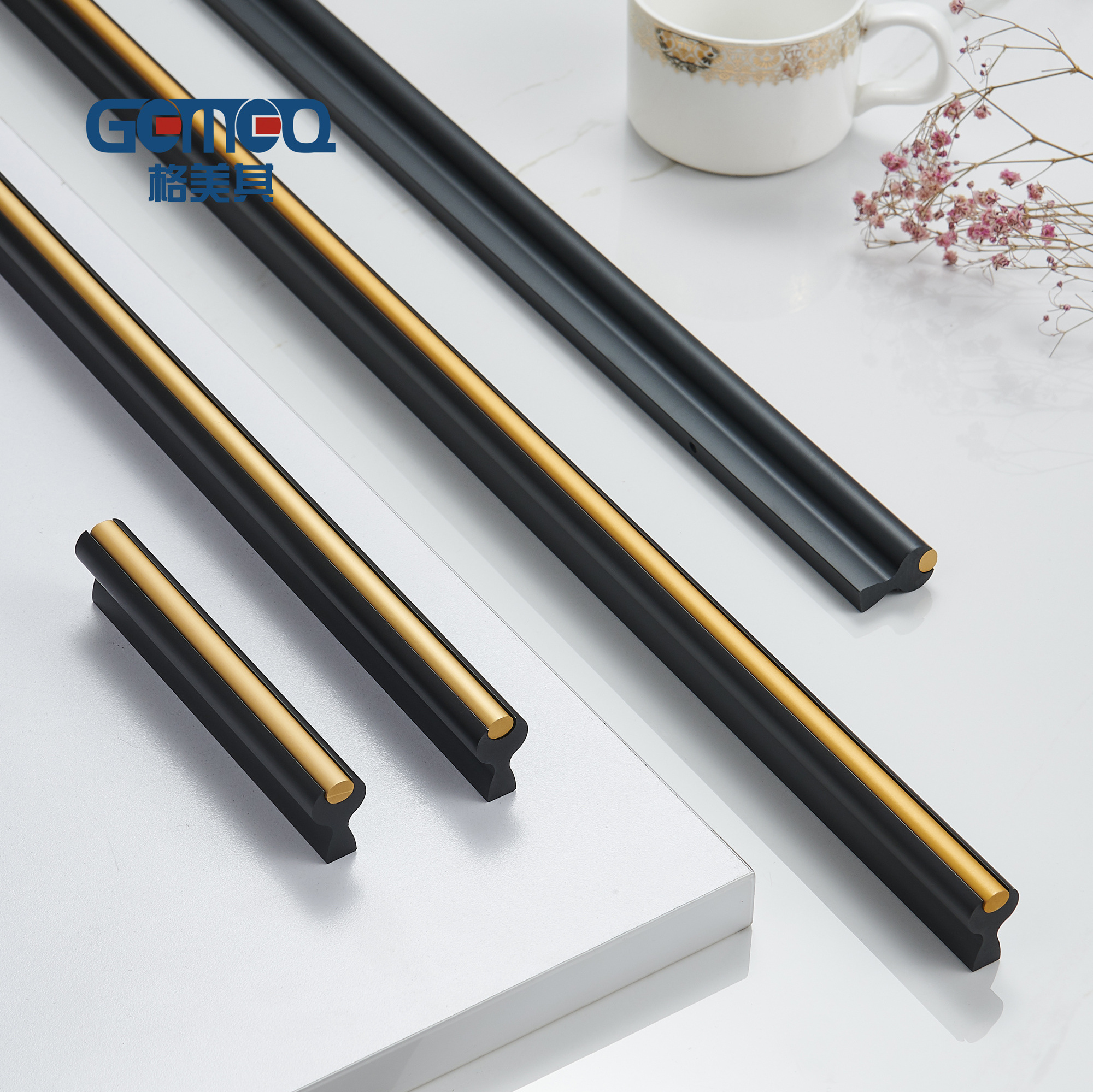 2023New Fashion Aluminium Small Drawer Handle Black And Gold Cabinet Handles For Kitchen Cabinets Pull