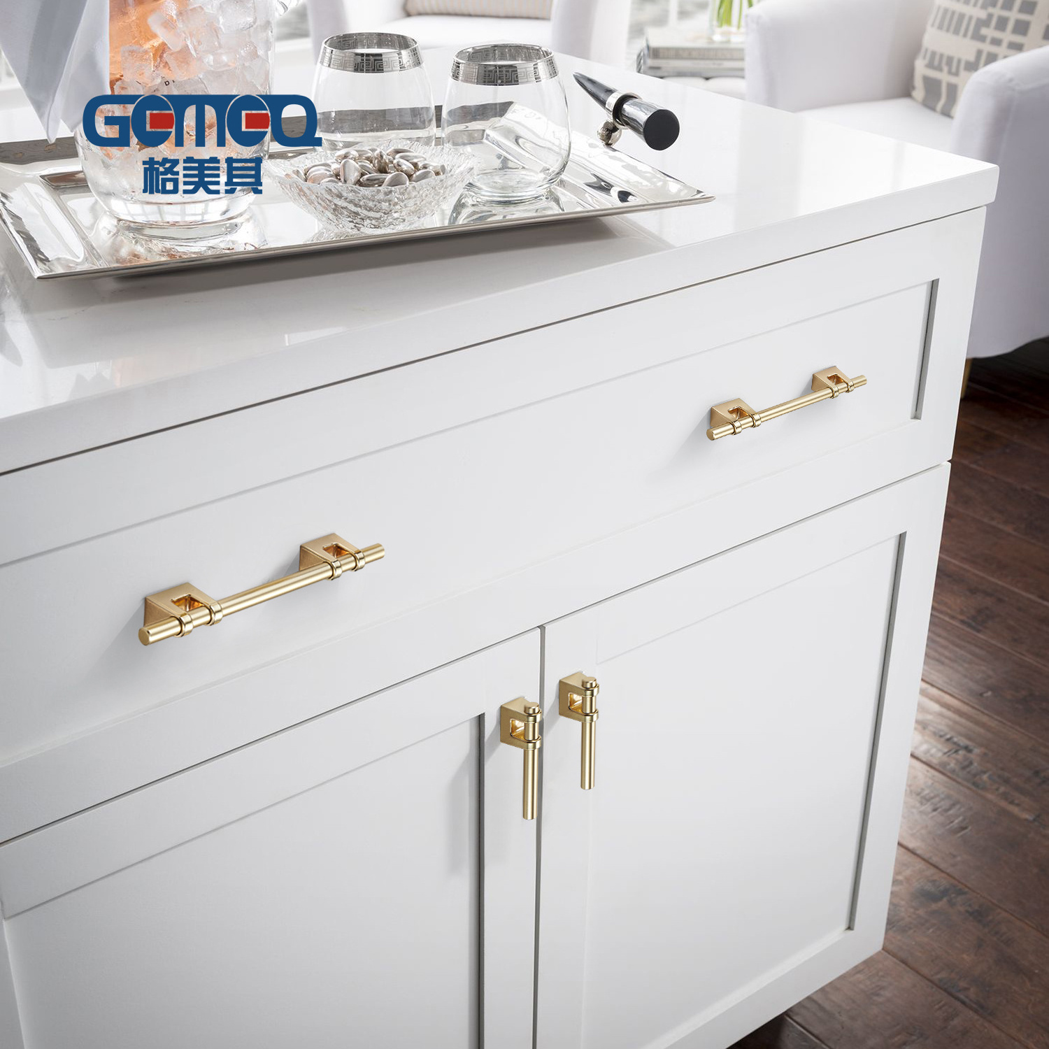 Zinc Alloy Cupboard Handle Furniture Cabinet Shiny Gold Handle Kitchen Cabinets Furniture Accessories Hardware Handles