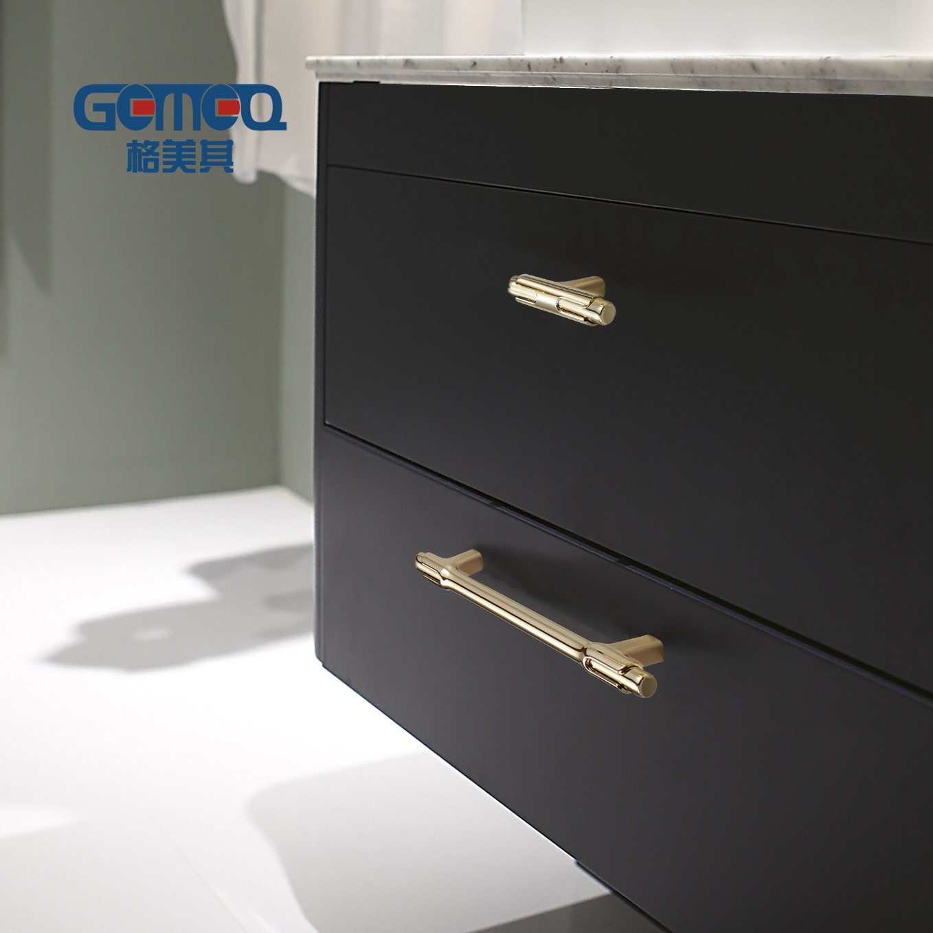 Wholesale Luxury Drawer Cabinet Pull Handles Zinc Alloy Black Gold Cabinet Handle