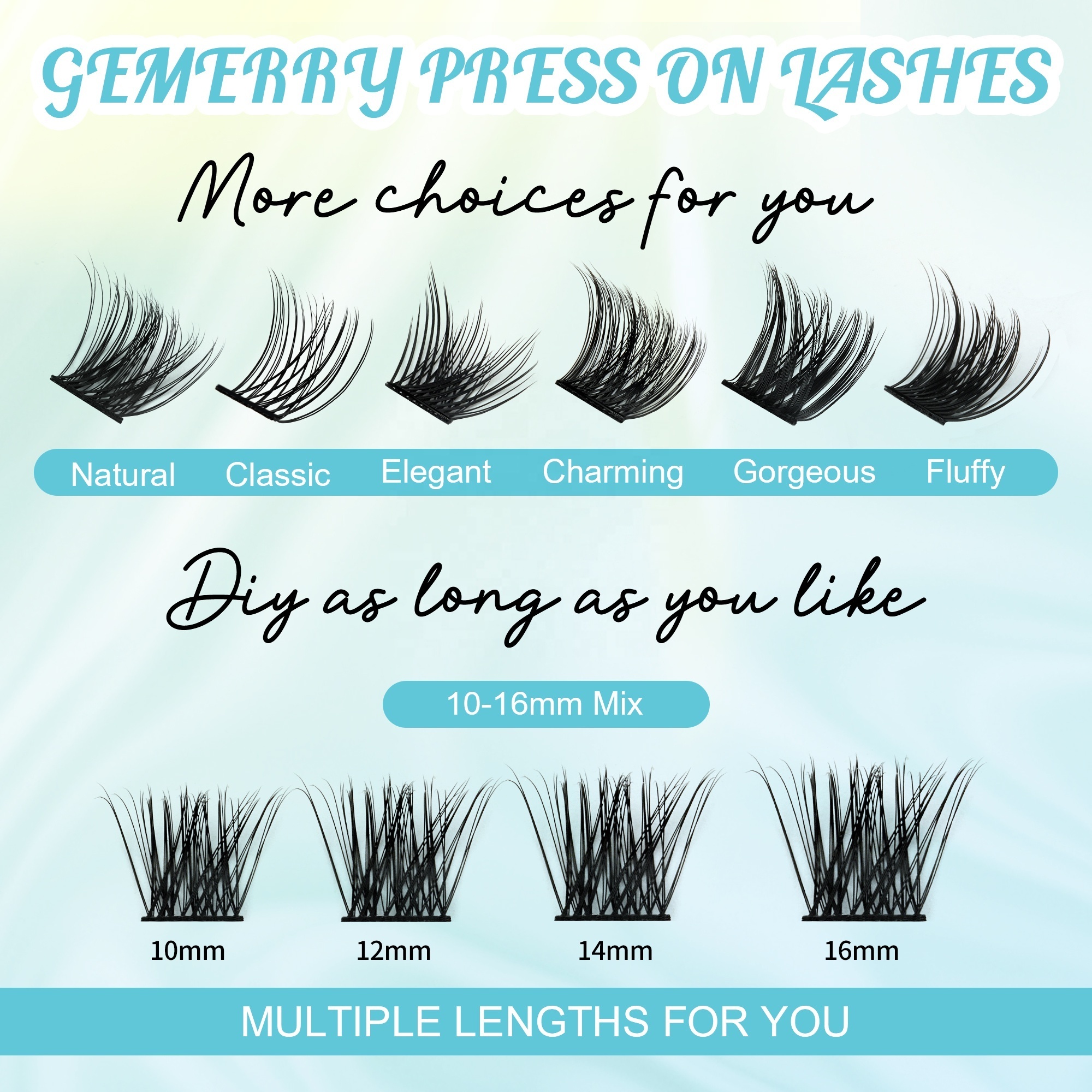 Self Adhesive Eyelash No Glue Needed DIY Cluster Lash Extension Kit Wispy Pre Glued DIY Lash Fluffy Pre-Adhesive Segmented Lash