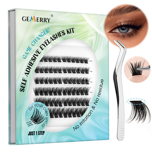 Self Adhesive Eyelash No Glue Needed DIY Cluster Lash Extension Kit Wispy Pre Glued DIY Lash Fluffy Pre-Adhesive Segmented Lash