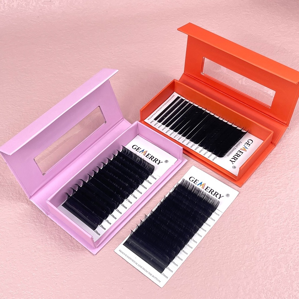 Wholesale Silk Premium Faux Mink Individual Eye Lashes Jet Black Trays ODM OEM C D Volume Classic Cashmere Eyelash Extension