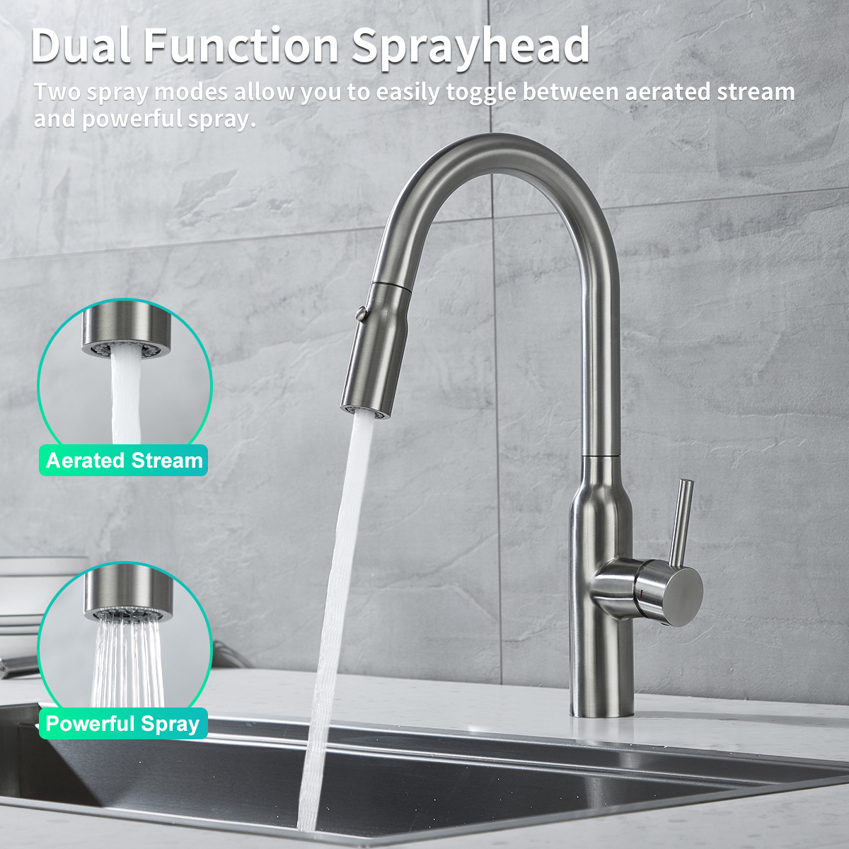 Smart Touch Sensor Pull Down Spray Head 304 stainless steel Kitchen faucet