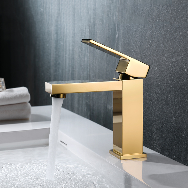 Waterfall wash basin faucet golden hand water taps gold faucet