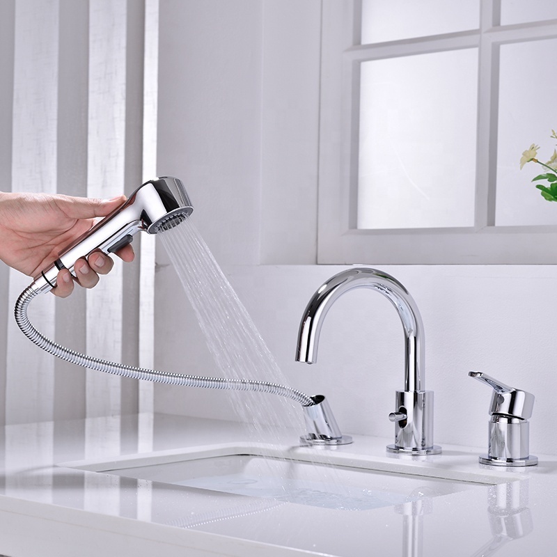 Bathroom Water Mixer Flexible Hand Hold Bathroom Pull Out Basin Shower Faucet