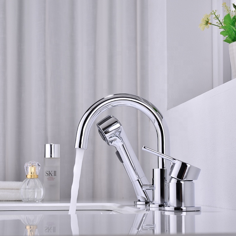 Bathroom Water Mixer Flexible Hand Hold Bathroom Pull Out Basin Shower Faucet