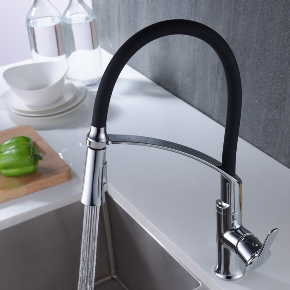 Single handle single hold Pull Out Kitchen Water Tap black faucet kitchen