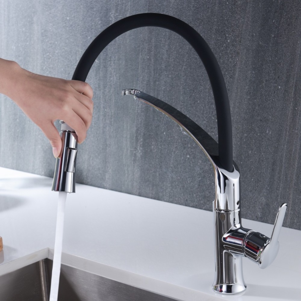 Single handle single hold Pull Out Kitchen Water Tap black faucet kitchen