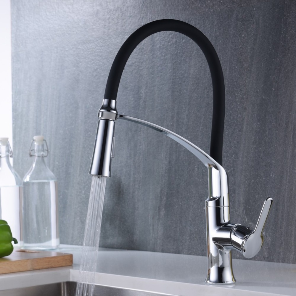 Single handle single hold Pull Out Kitchen Water Tap black faucet kitchen