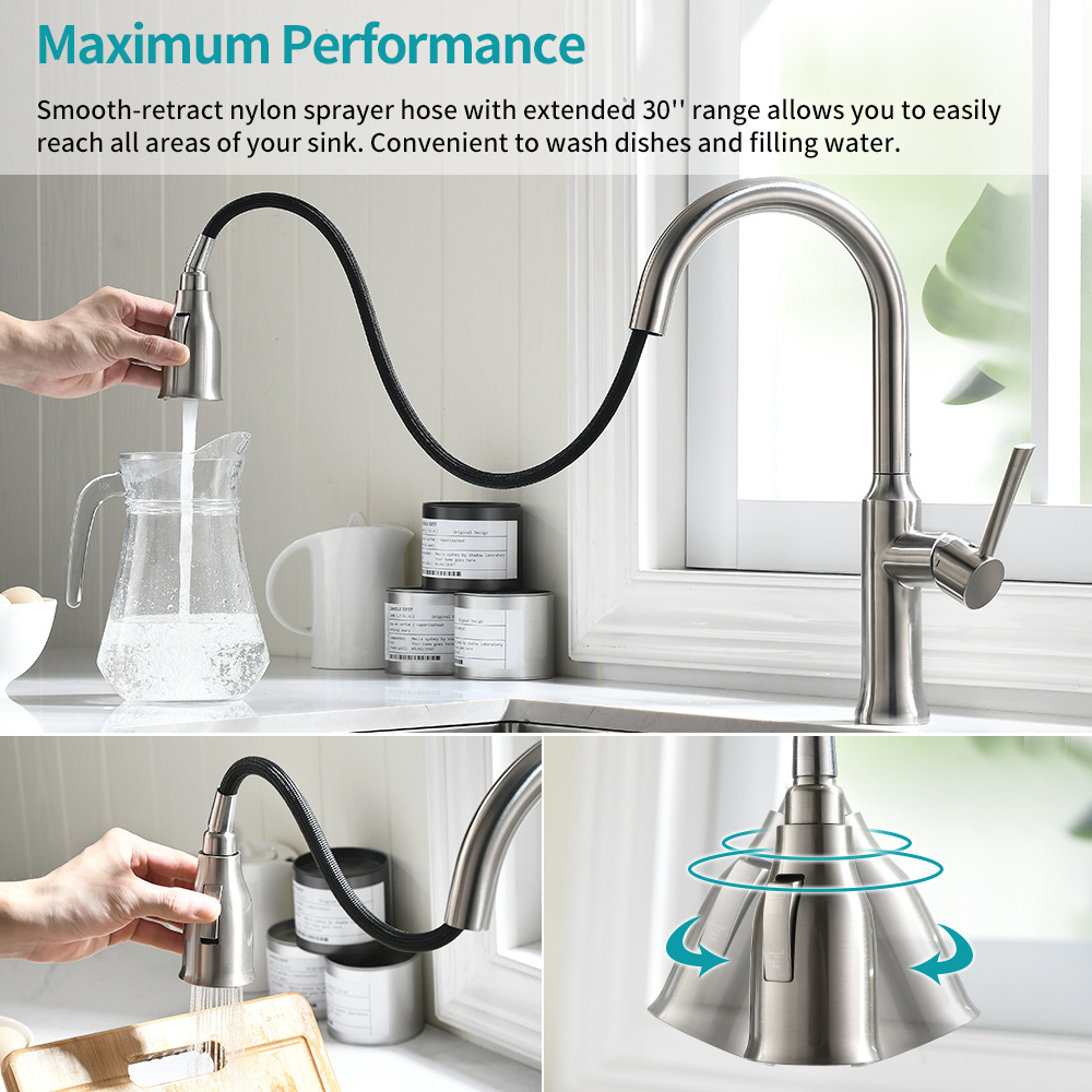 Factory Direct Sales stainless steel kitchen faucets with Pull out Sprayer (40241)